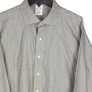Brooks Brothers Men's 17.5 34/35 XL‎ Regent Dress Shirt Black Houndstooth Cotton